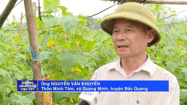 Ông Nguyễn Văn Khuyến người tiên phong trồng dưa liên kết ở xã Quang Minh - Ngày 28/3/2024