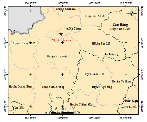 Động đất mạnh 3 độ ở trung tâm thành phố Hà Giang
