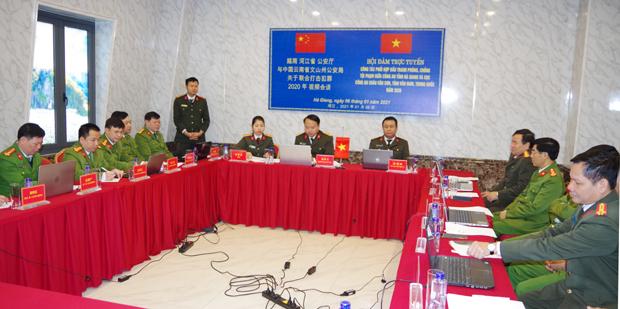 Công an tỉnh hội đàm trực tuyến với Cục Công an châu Văn Sơn, tỉnh Vân Nam (Trung Quốc)