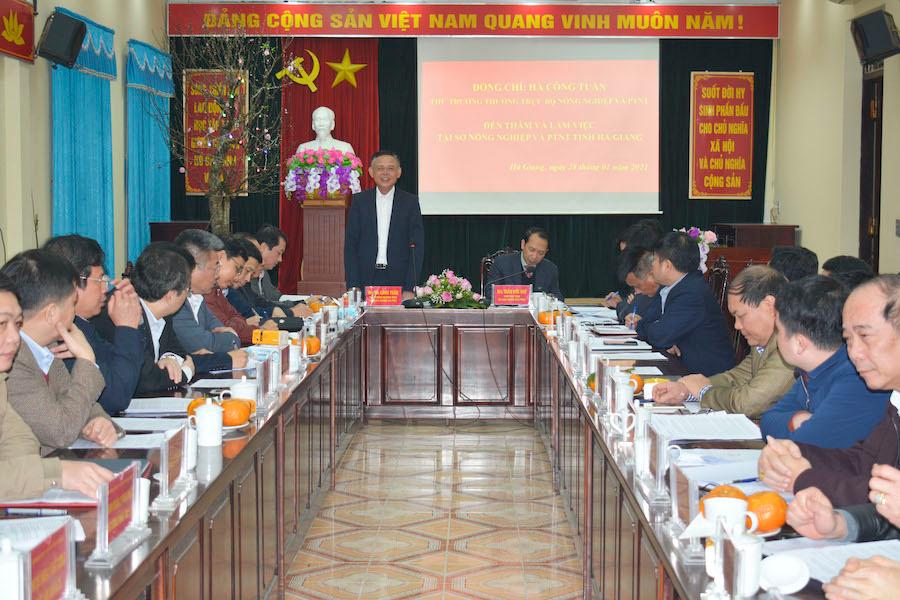 Thứ trưởng TT Bộ NN&PTNT Hà Công Tuấn làm việc với Sở NN&PTNT Hà Giang