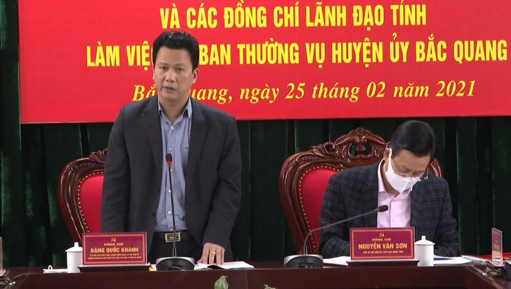 Bí thư tỉnh ủy và Chủ tịch UBND tỉnh làm việc với BTV Huyện ủy Bắc Quang