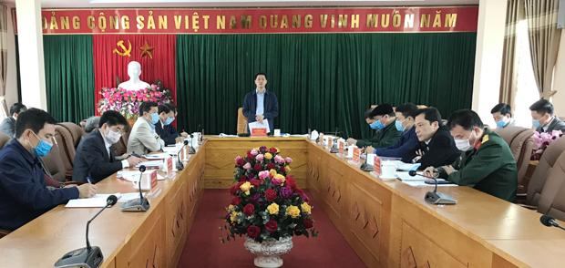Trưởng ban Tuyên giáo Tỉnh ủy Vũ Mạnh Hà làm việc với BTV Huyện ủy Yên Minh