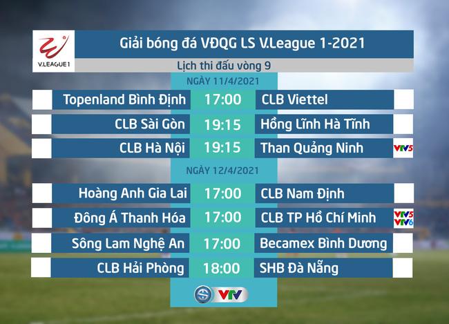 Lịch thi đấu và trực tiếp vòng 9 V.League 2021: Tâm điểm CLB Hà Nội – Than Quảng Ninh, Đông Á Thanh Hoá – CLB TP Hồ Chí Minh