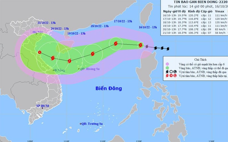 Vị trí và hướng di chuyển của bão Nesat. (Nguồn: nchmf.gov.vn)