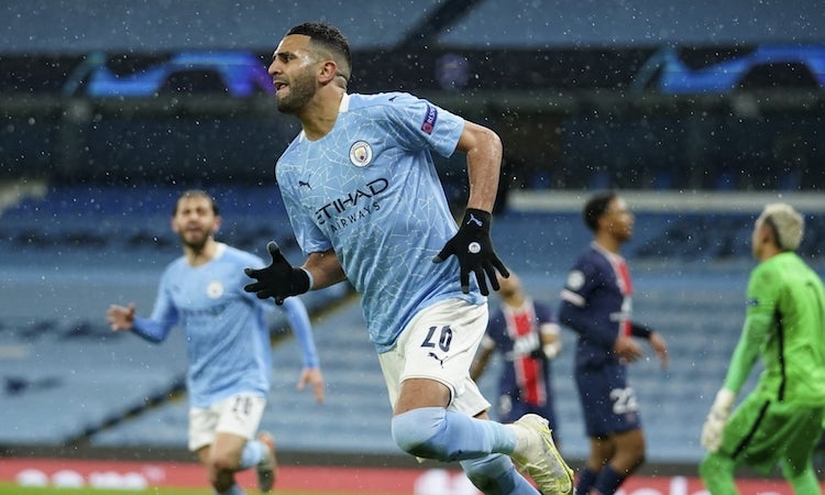 Mahrez là tác giả của ba trong số bốn bàn Man City ghi vào lưới PSG trong hai lượt trận.