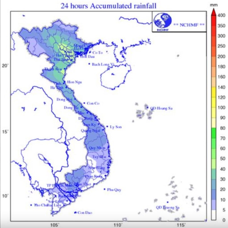 Bắc Bộ và các tỉnh Thanh Hóa, Nghệ An mưa lớn