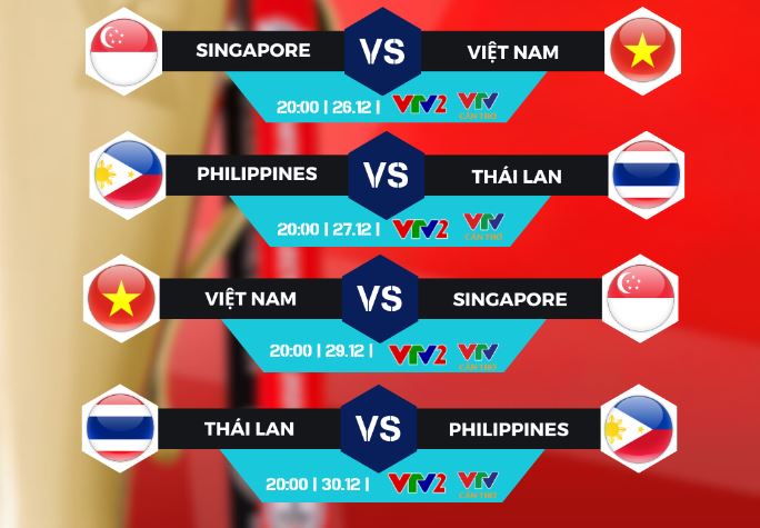 Bán kết lượt đi Asean Cup 2024: ĐT Singapore - ĐT Việt Nam | 20h00 ngày 26/12 trên VTV2, VTV Cần Thơ