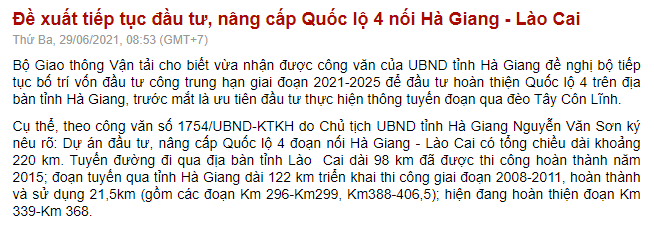 Đề xuất tiếp tục đầu tư, nâng cấp Quốc lộ 4 nối Hà Giang - Lào Cai